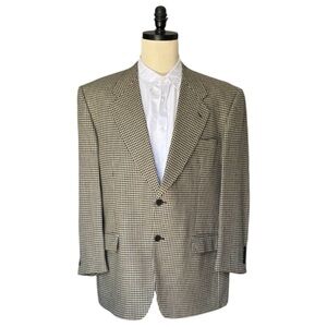 Example by Missoni Vintage silk wool blend houndstooth tan notched lapel blazer